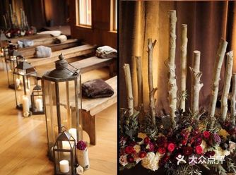 这个装饰的灵感来自新娘的红色Vera Wang婚纱