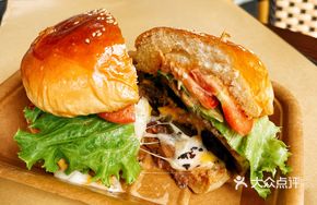 Double Cheese Brown Mushroom Beef Burger