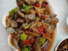 姜葱炒花甲-覃记海鲜美食餐厅