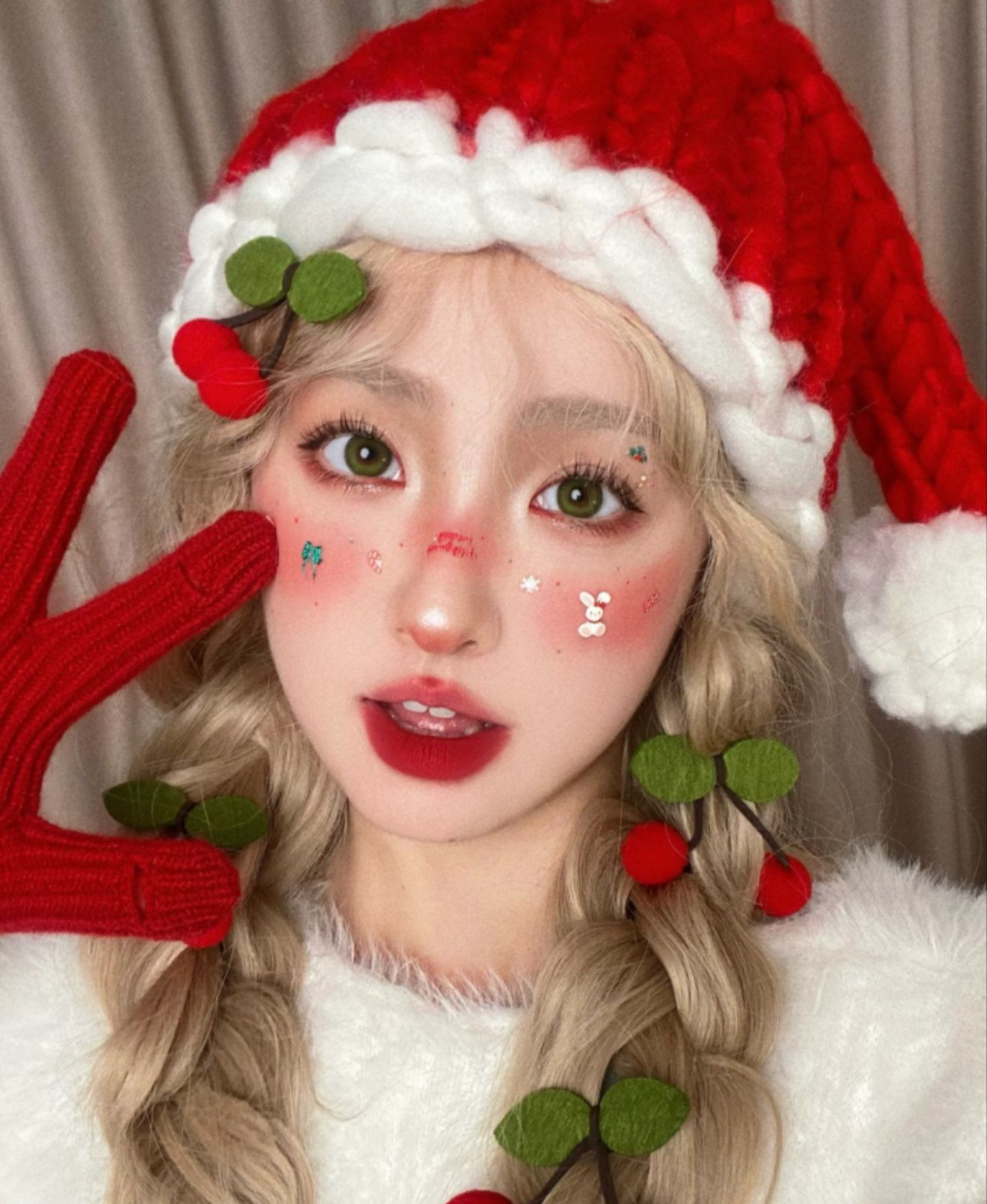 好可爱的圣诞妆!超简单!