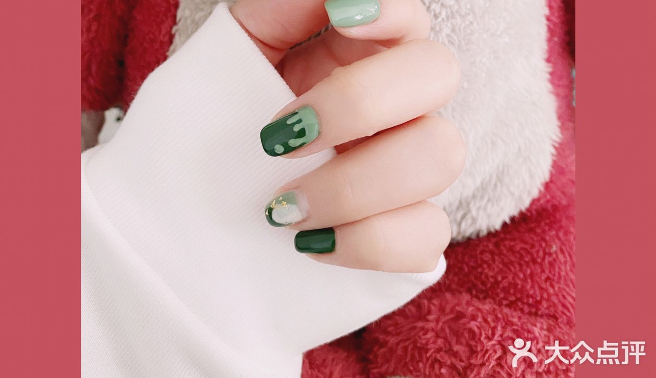 富贵焦绿流心手绘油画花美甲🌲ins风美甲