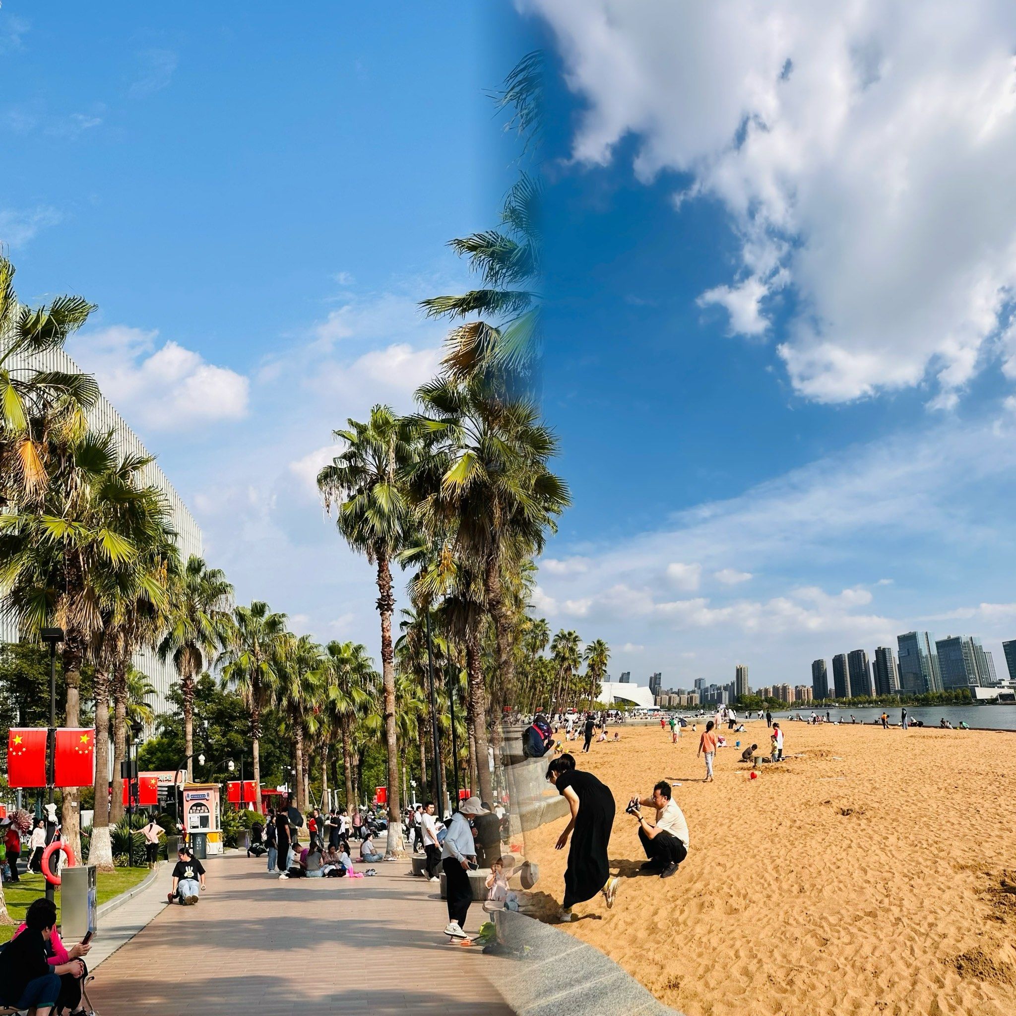 到了直接下去玩,有很长一片沙滩🏖️
忘记带挖沙子的也不用担心