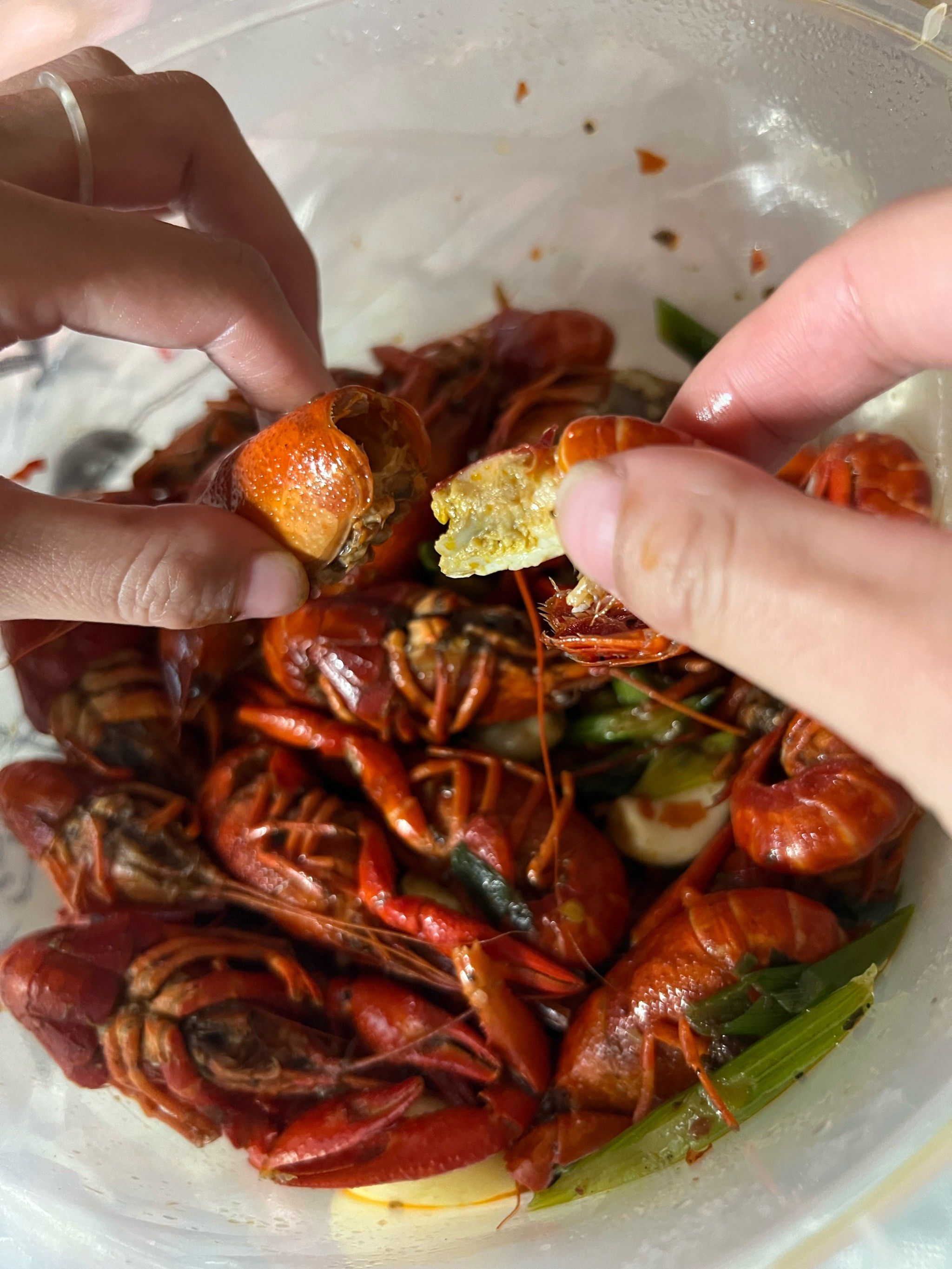 打包带回家的小龙虾