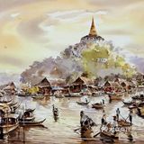 自然的美景，水彩笔的描绘[加油]