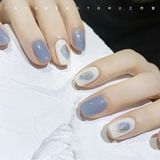 清新雾霾蓝 美甲