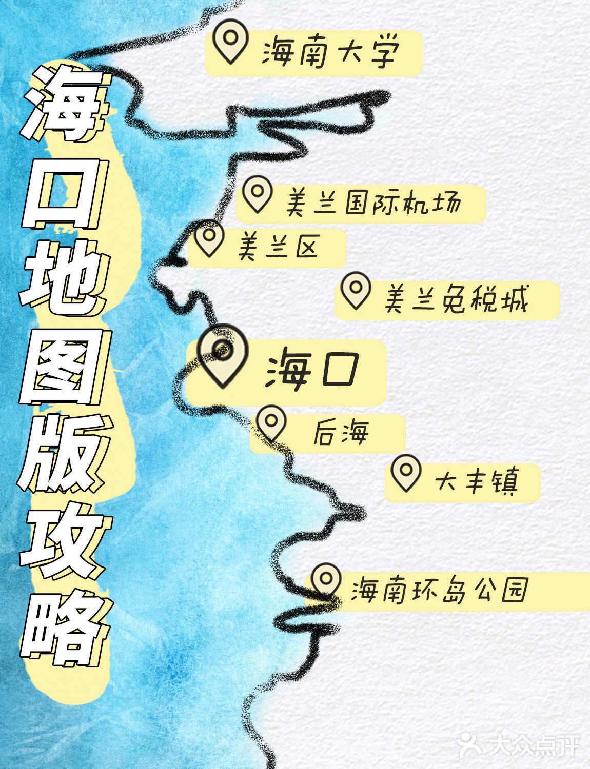 手绘地图版海南三亚海口旅游攻略!