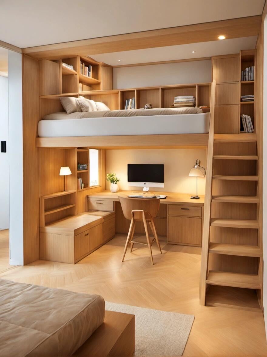 7㎡不是凹造型!地台床搞定卧室 书房 收纳🥳