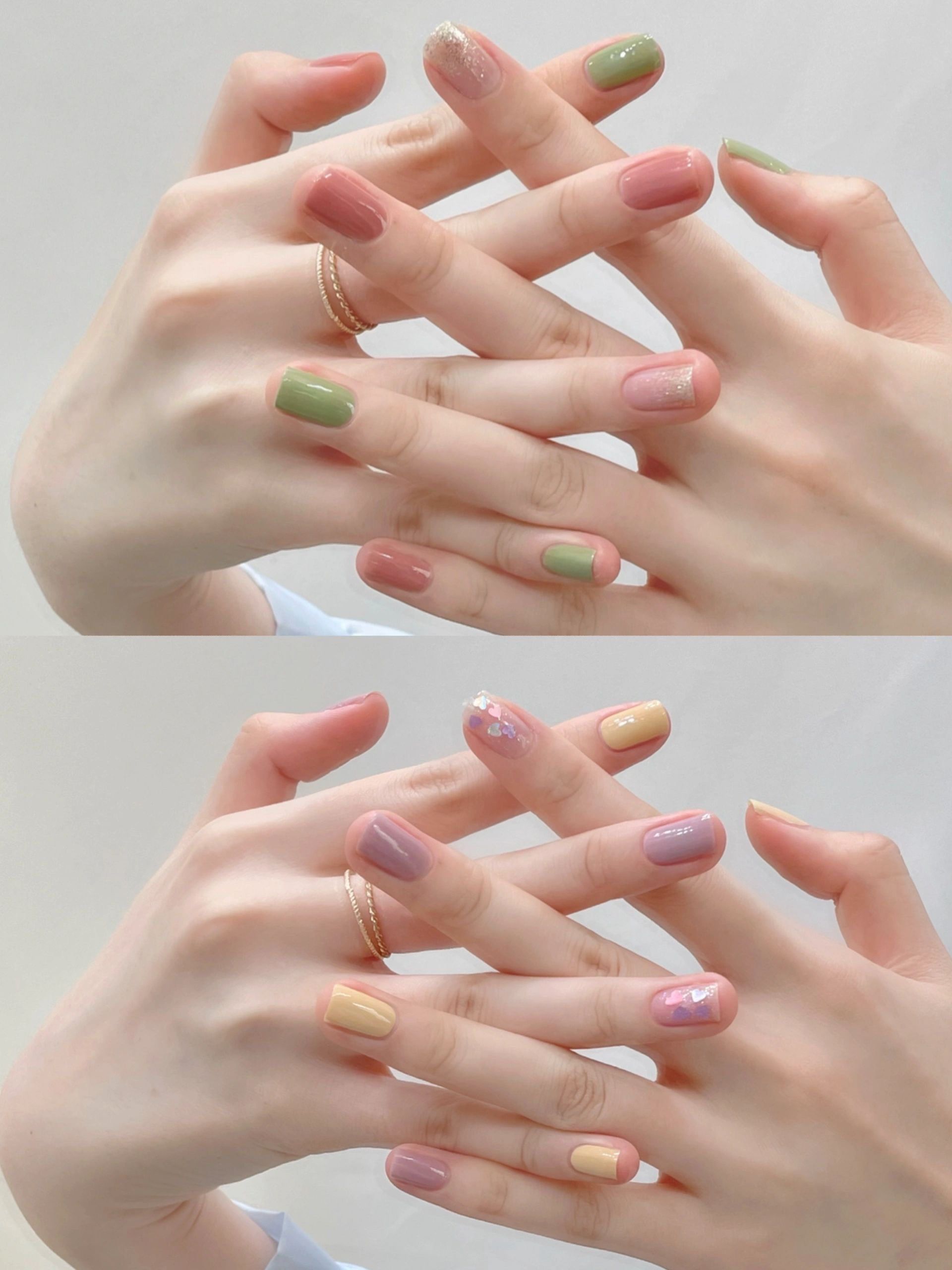 夏季彩色多巴胺撞色糖果色系甜美美甲