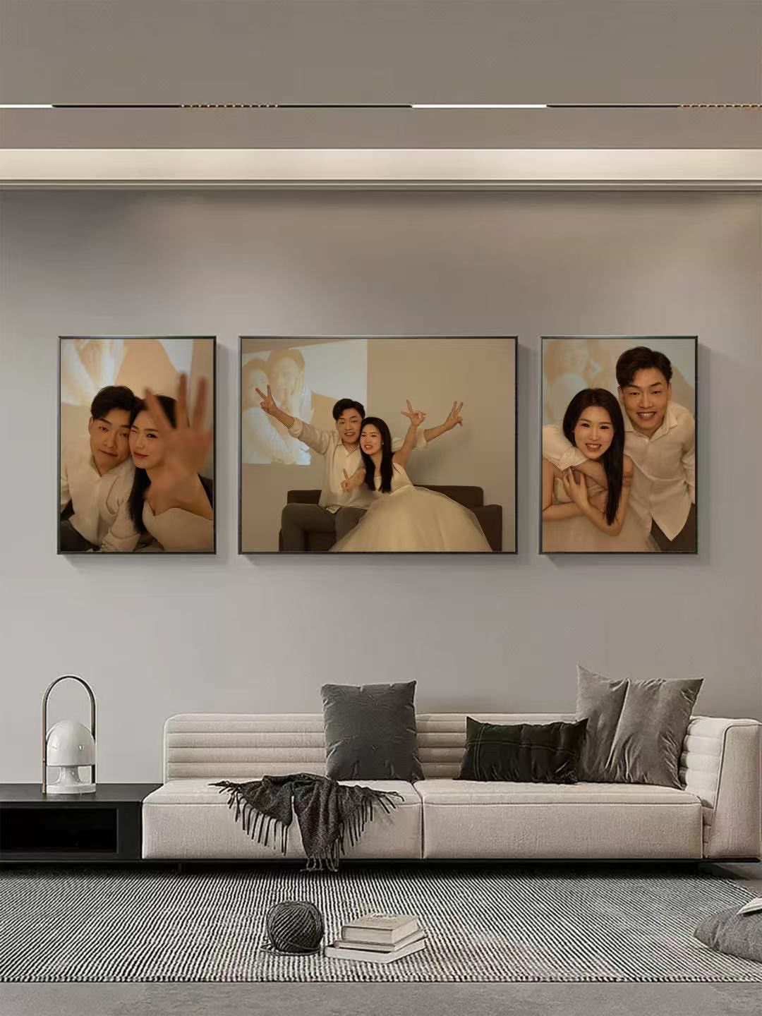 把婚纱照挂起来的幸福