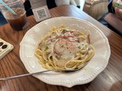 牛肝菌白汁玉子意面-CowCow其其·牛杂咖啡公司(六运店)