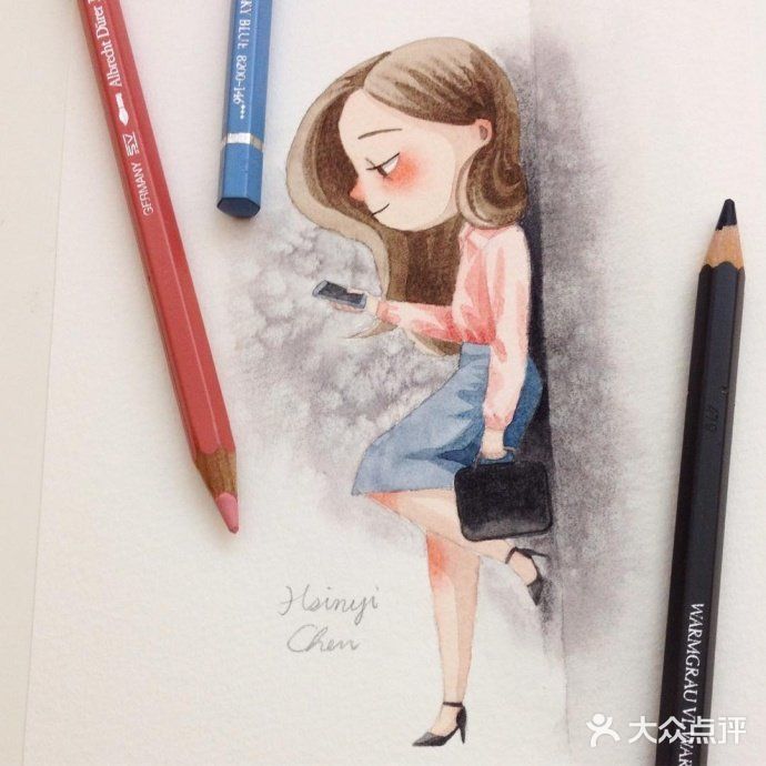 一组手绘可爱女孩插画作品欣赏