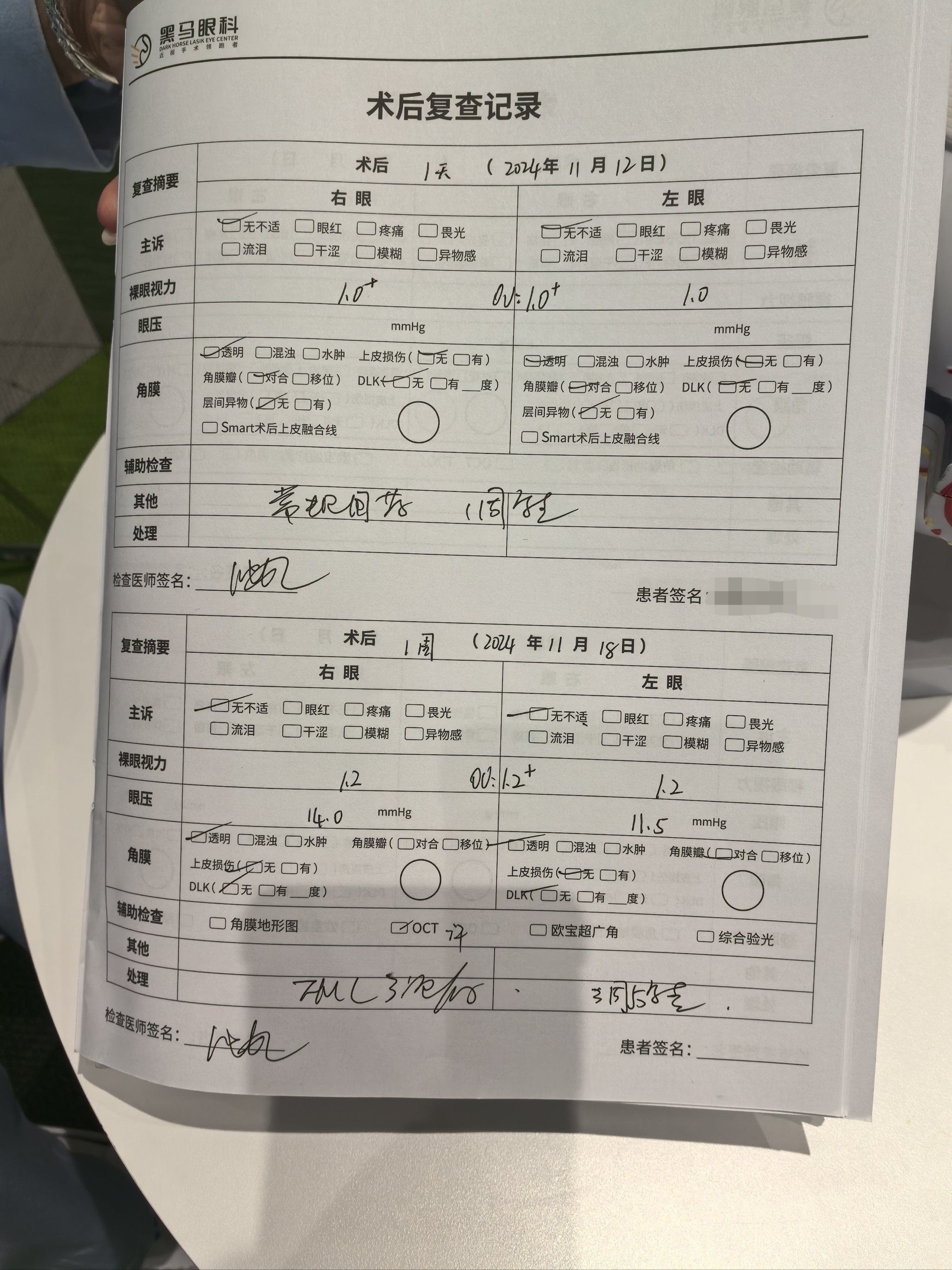 今天终于做了视力检查