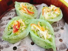 菜汁北极贝豆苗饺-中山国际酒店中餐厅