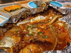 锡纸大黄花-街角等你.大连海鲜烧烤.经典铁板海鲜串(西安路店)