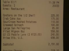 账单-莫尔顿牛排坊(威尼斯人店)