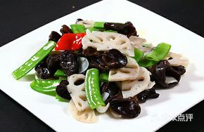 Black Mushroom and Lotus Root Stir-Fry with Snow Peas