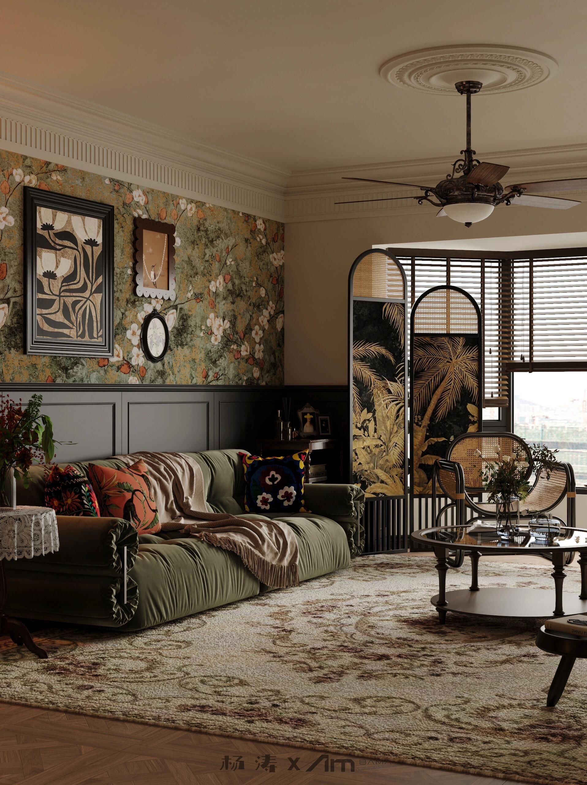 n南洋风是东南亚多种异域风情和中式古典韵味的结合体;黑,白,绿,棕