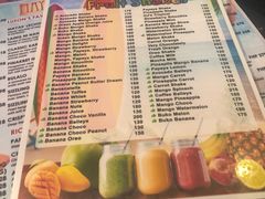 菜单-Jonah's Fruit Shake & Snack Bar