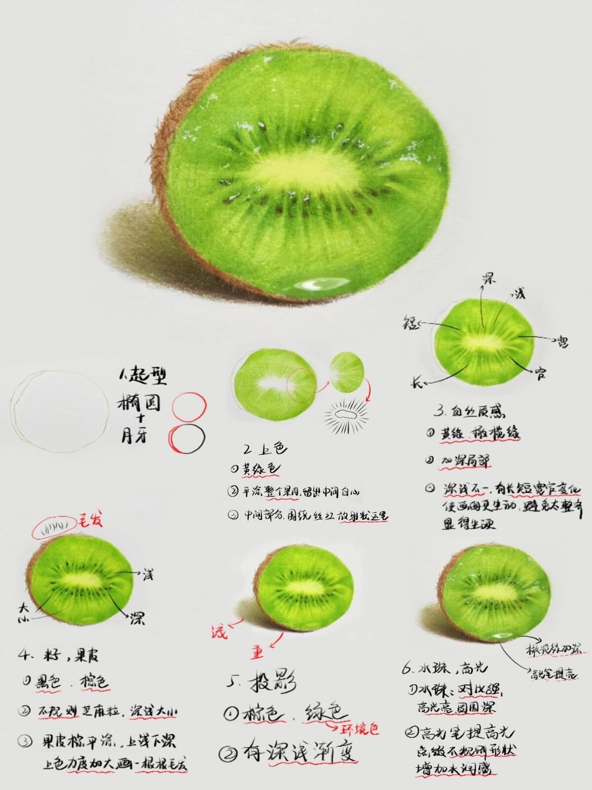 彩铅猕猴桃笔记完成!