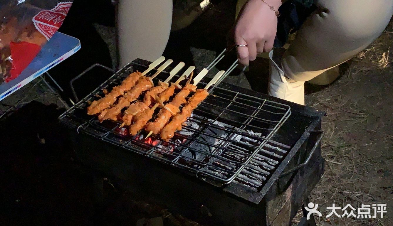 说着要烧烤，就和爸爸他们去山脚下
