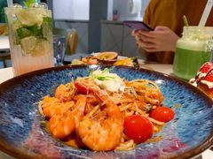 鲜茄茸大虾配马斯卡朋意大利面-BE BRIGHT KITCHEN(正佳广场店)