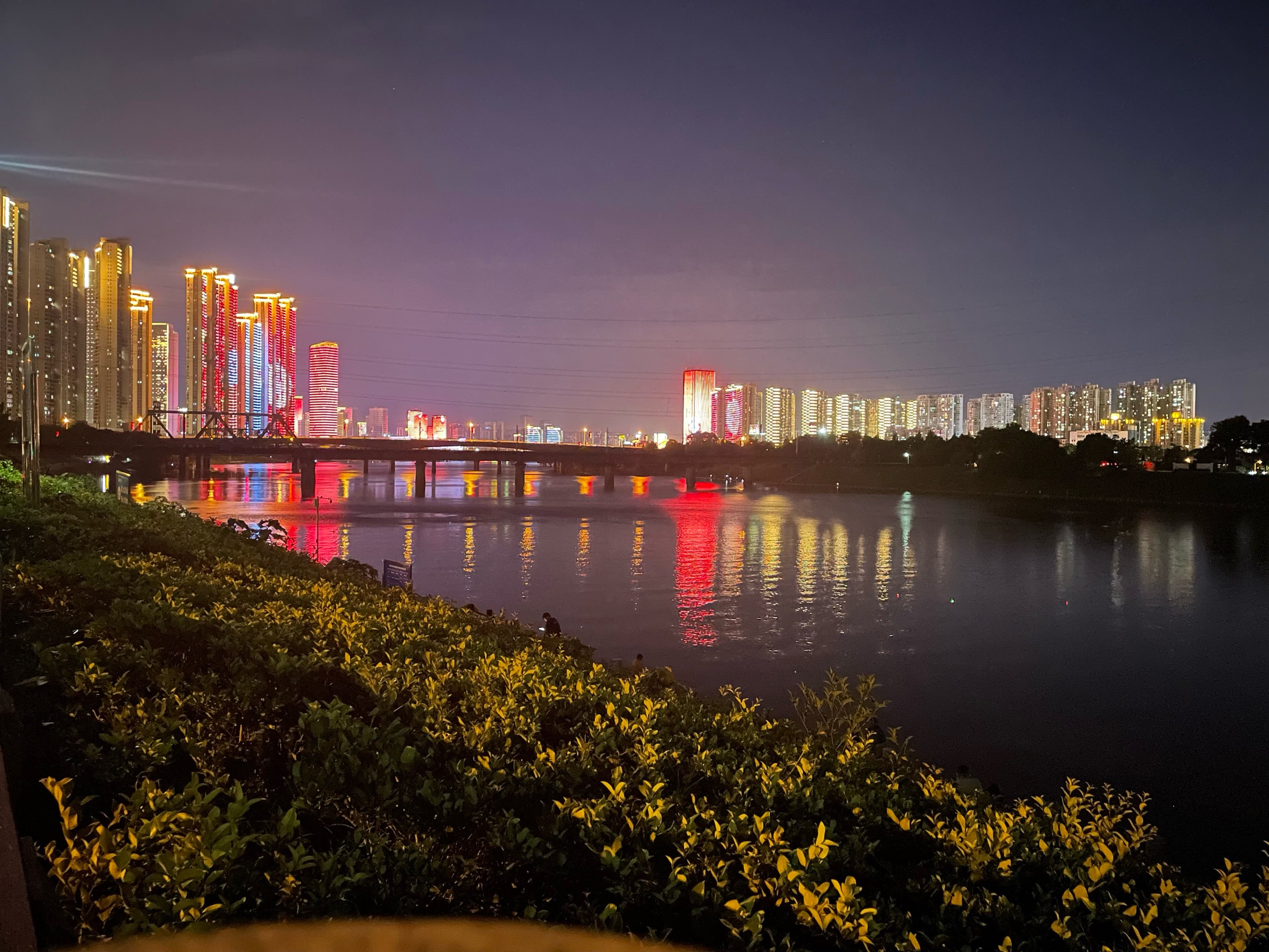 浏阳河夜景实拍照片图片