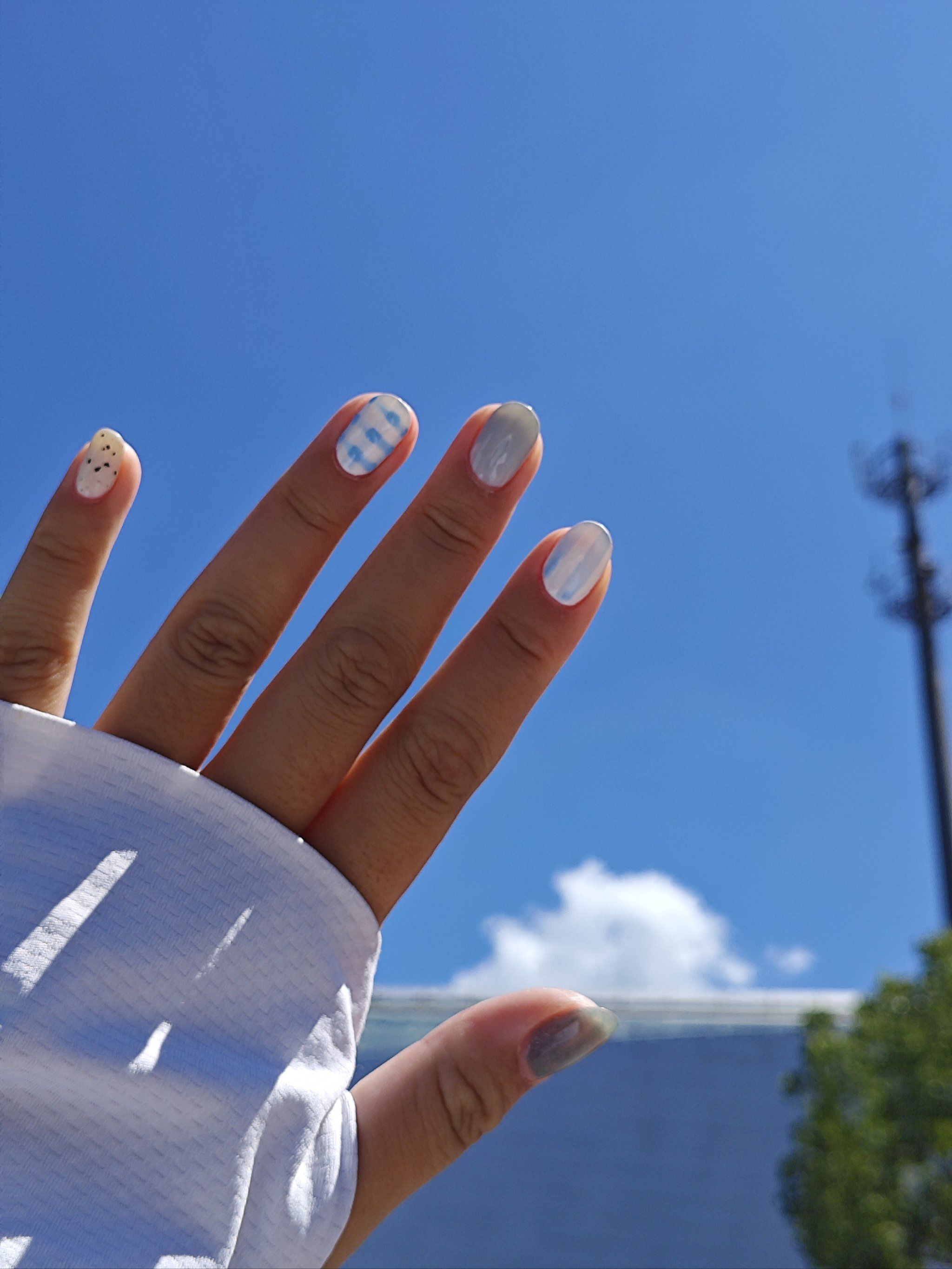 翻车蓝色指甲在天空下看变开朗💅🏻