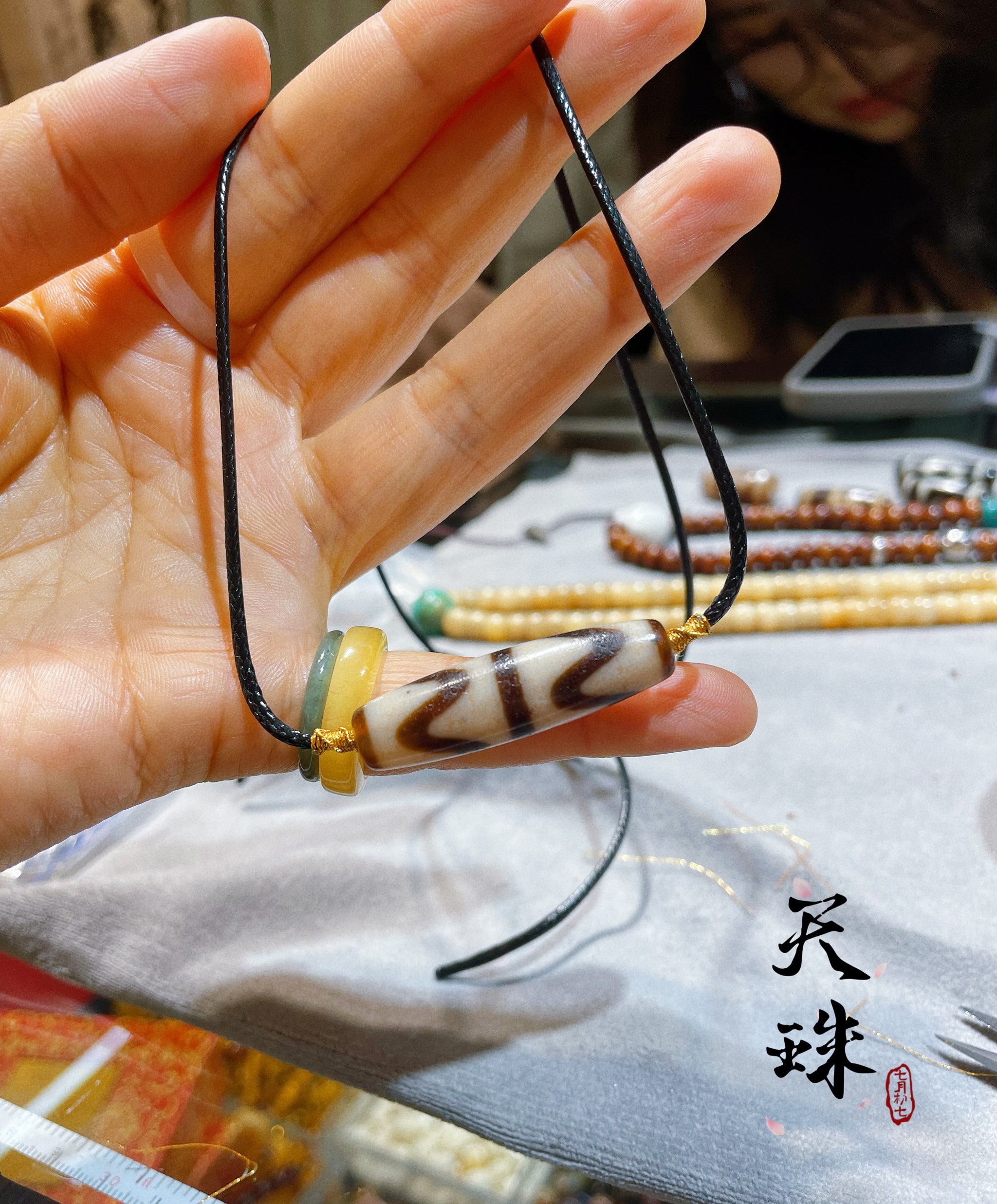 天珠锁骨链
