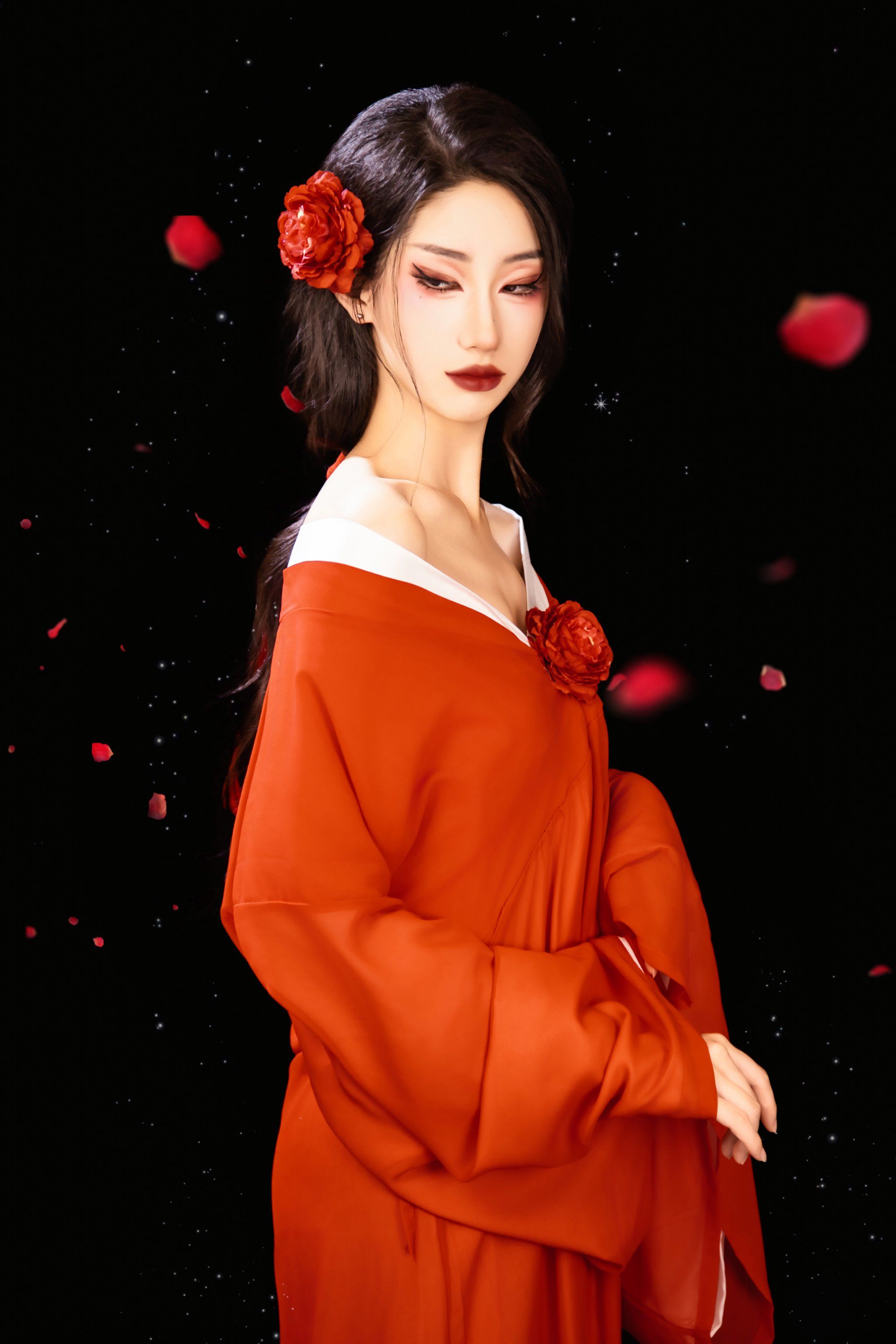 古风美女红衣梦#狐系古风#狐系妆容