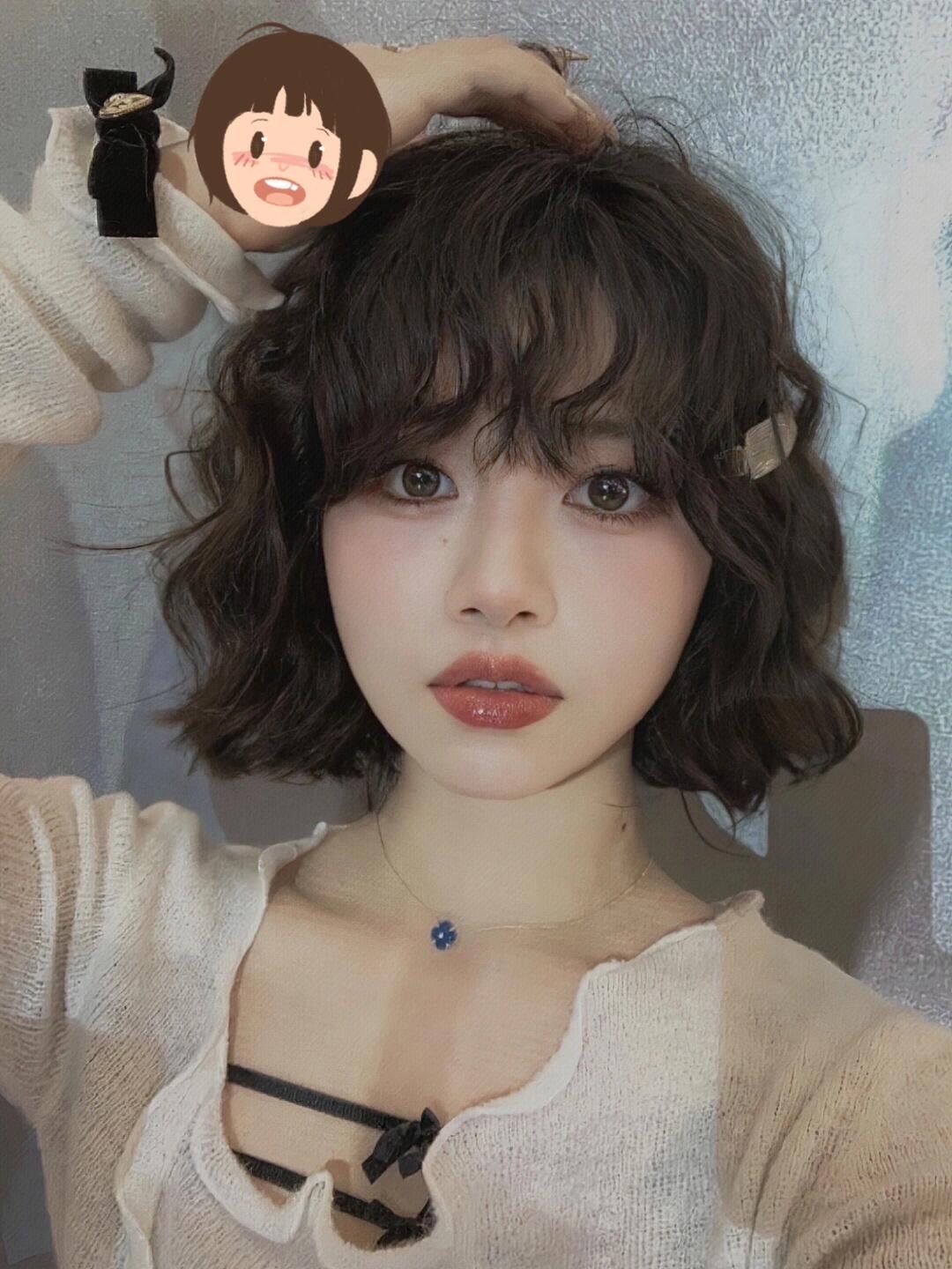 刘海烫发图片女
