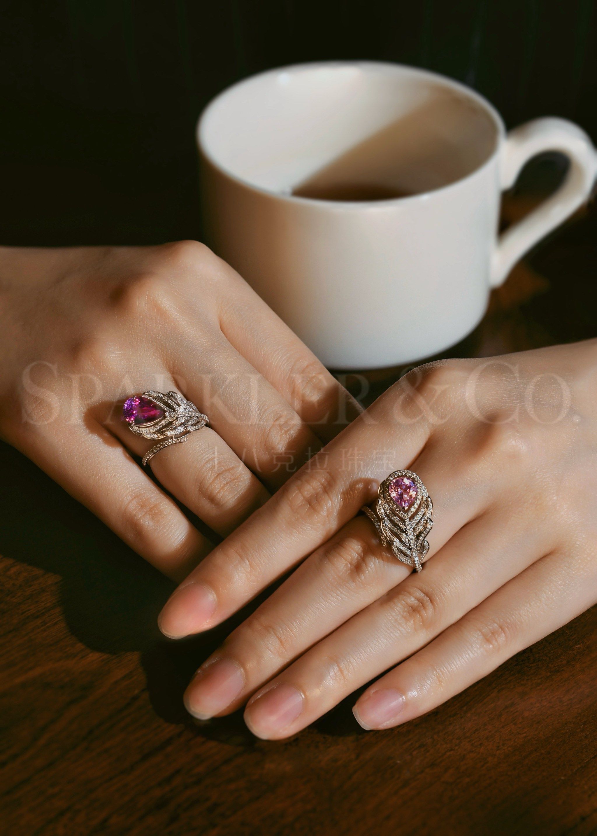 18k金羽毛款钻石戒指