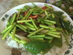 蒜薹炒肉盖饭-杨家饭馆(八宝店)