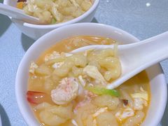 非遗手工鲜虾疙瘩汤-品味居·首店·大连鲜活海鲜大连菜(东港店)