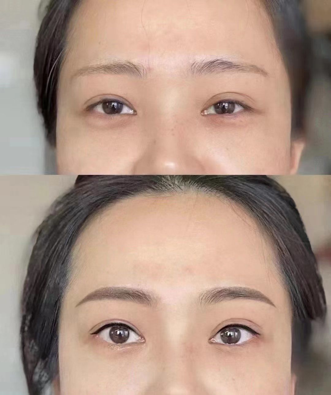 眉毛,美瞳线对比效果