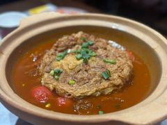 砂锅网红炸蛋焖番茄牛腩-山四砂锅(太原钟楼街店)