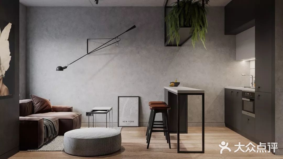 由于户型限制，厨房卫生间这边几乎无采光，设计师将卧室