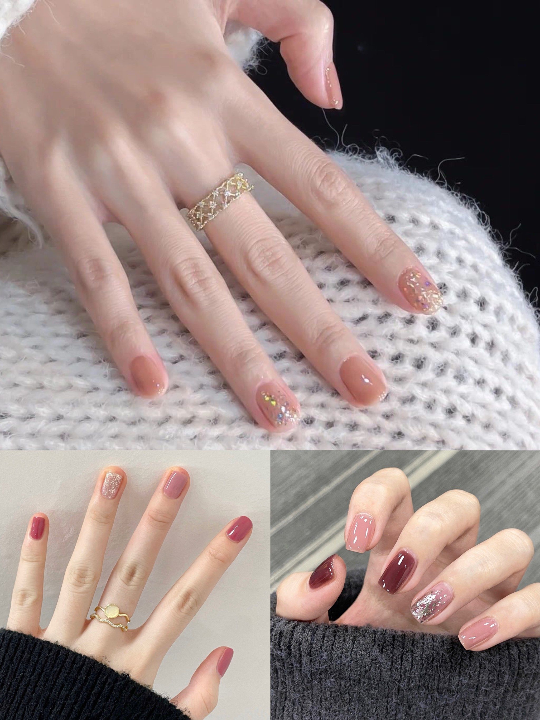 秋季显白气质甜美温柔简约跳色糖果色系美甲