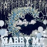 静谧蓝❄️餐厅露台浪漫求婚布置|求婚策划