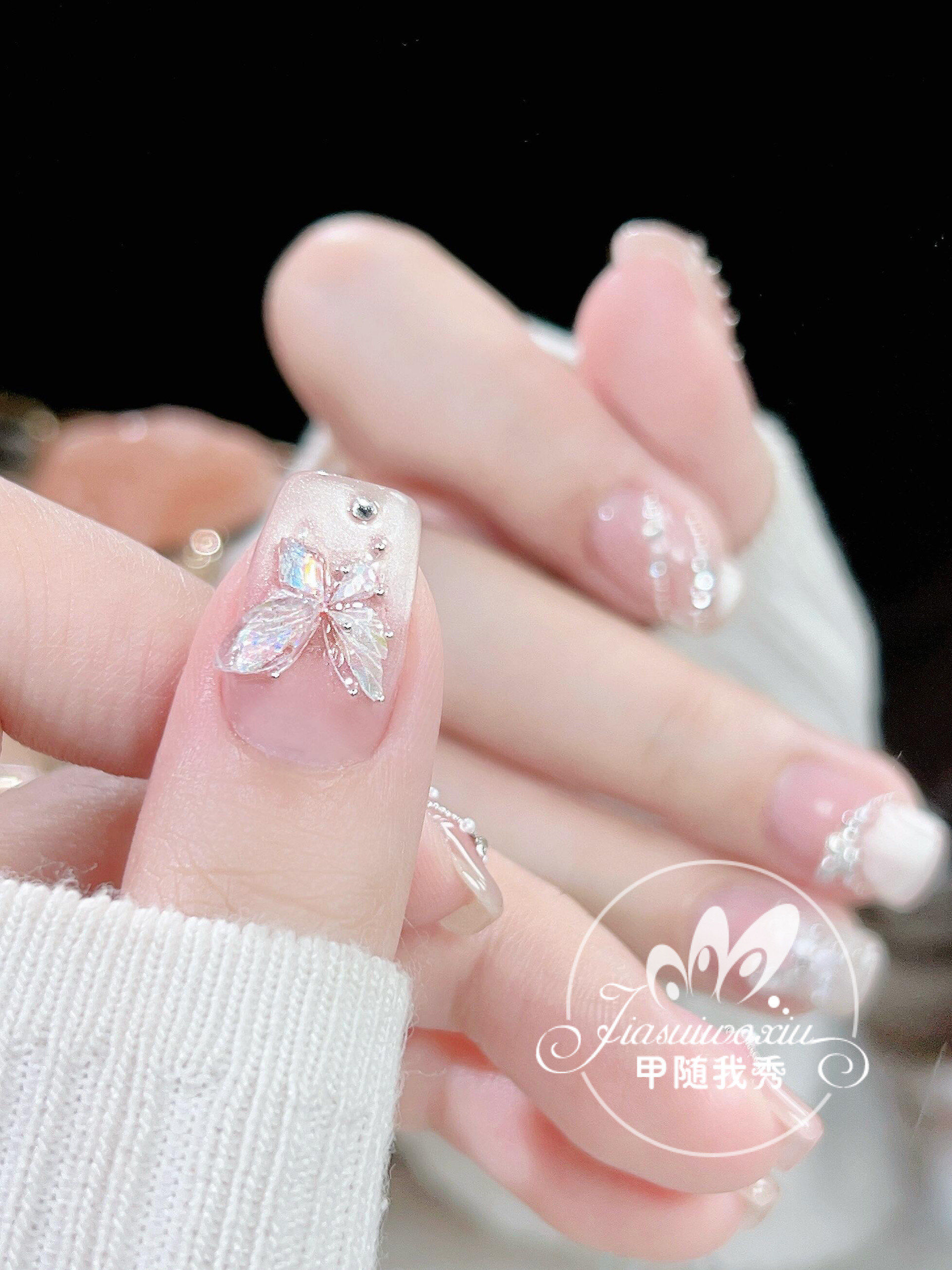 氛围感猫眼🦋爆闪立体蝴蝶温柔显白蝴蝶美甲 ✨