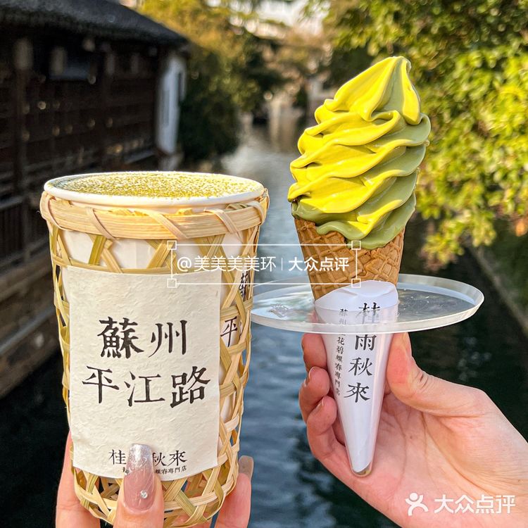 没错这里是苏州平江路！碧螺春冰淇淋我真的无法拒绝🍃