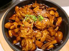 意大利黑醋炒虾仁鹿茸菇-港丽餐厅(来福士店)