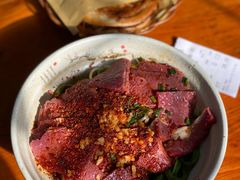油泼手擀菠菜面加牛肉-手擀菠菜面(西康路店)