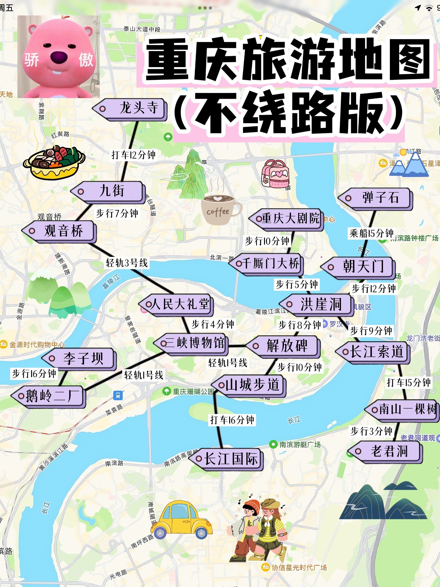 重庆旅游攻略6015手绘版地图(附超全攻略)