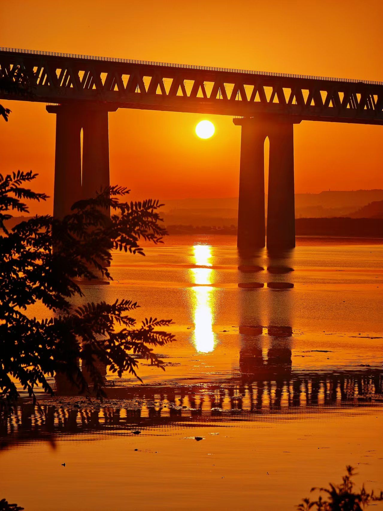 黄河大桥落日圆