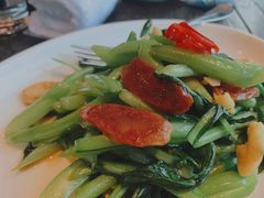 腊味拍蒜炒菜心-长春凯悦酒店-品悦中餐厅