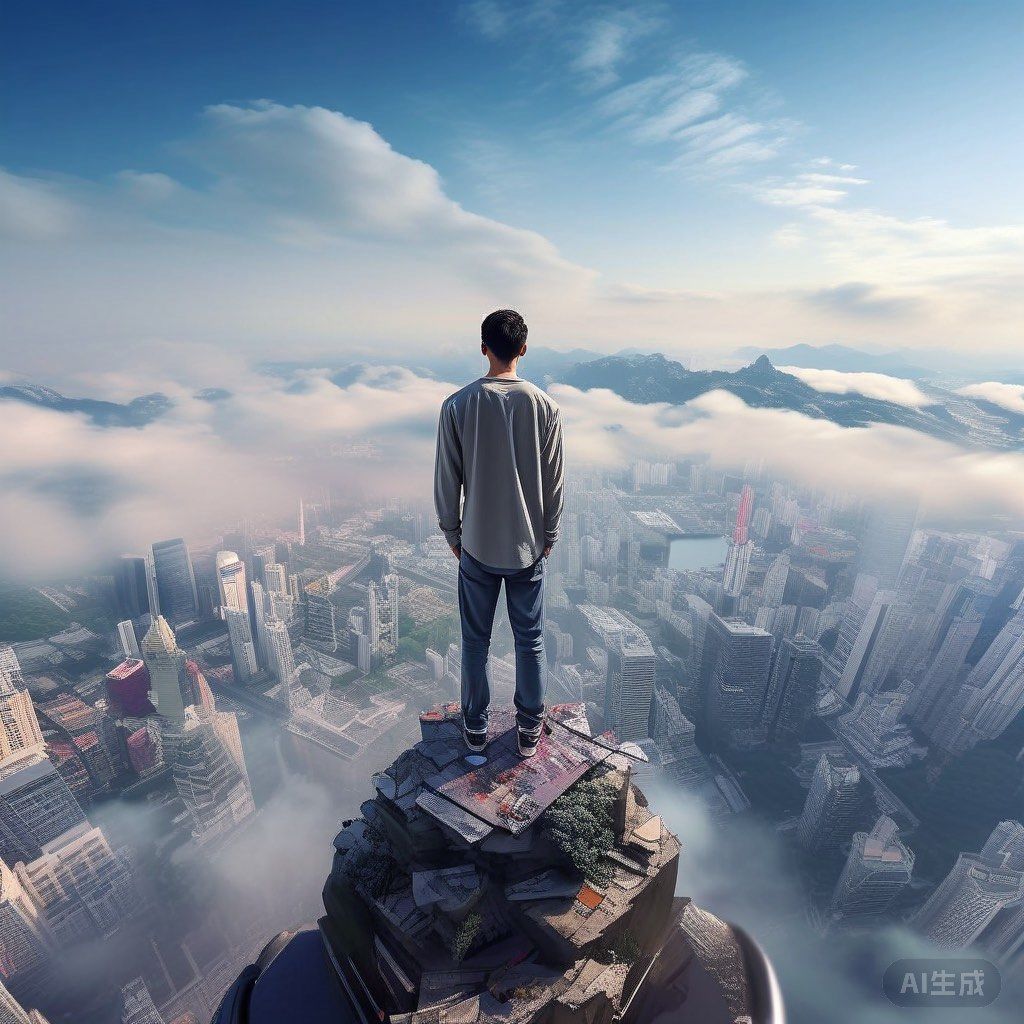 站在高楼最顶端