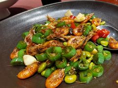 辣椒炒河虾-久宴·天目湖大鱼头(恐龙园店)