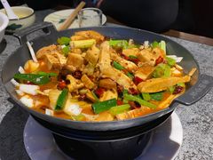 干锅板筋-华盛园卷子王农家菜水库鱼