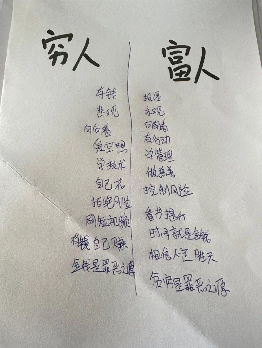 穷人和富人的区别