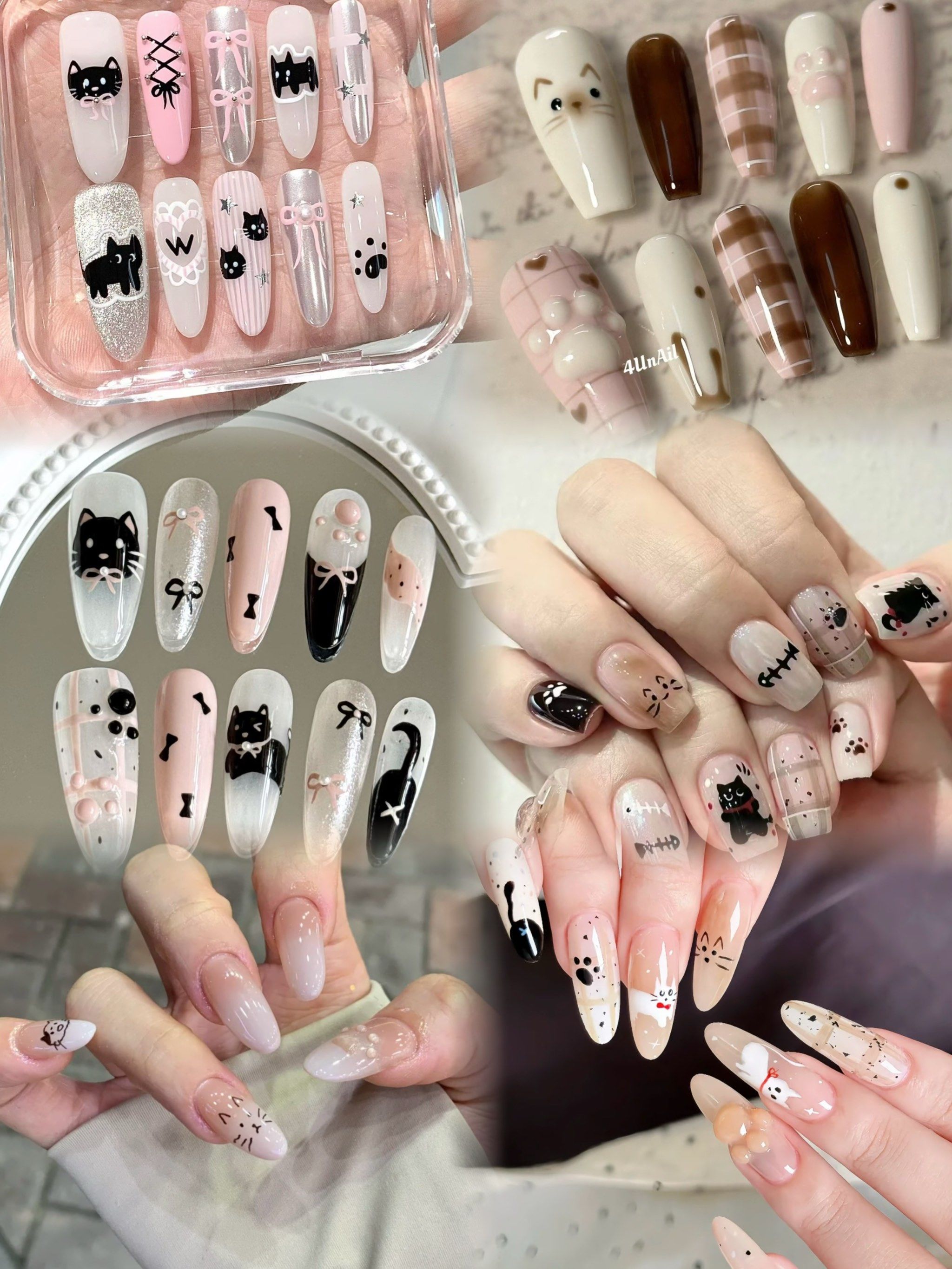 超可爱的小猫美甲